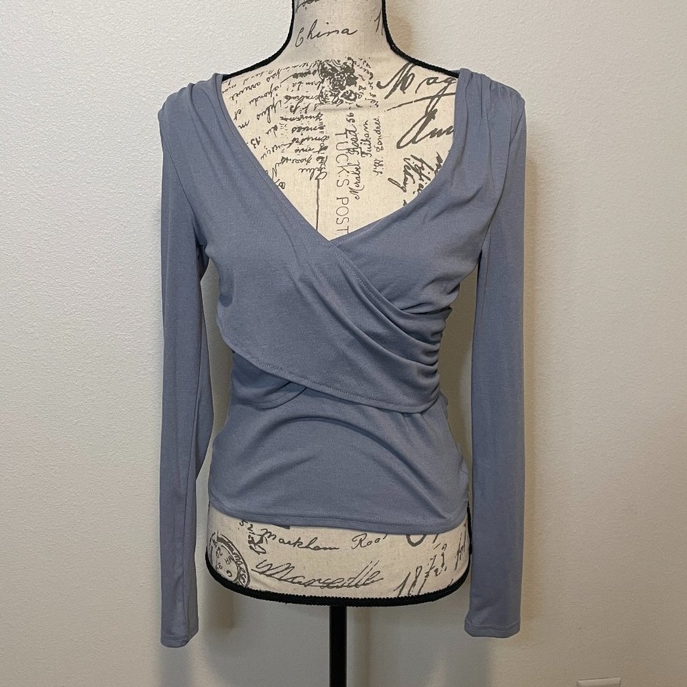 Long-sleeved wrap top